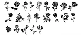 玫瑰花剪影各种玫瑰花线条画
