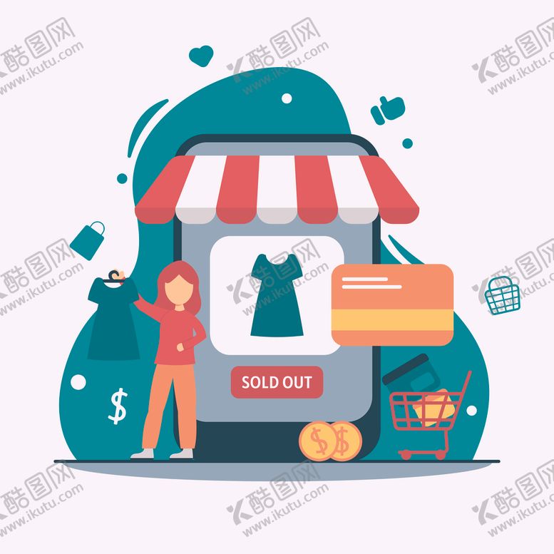 编号：73657510050028175626【酷图网】源文件下载-在线购物概念