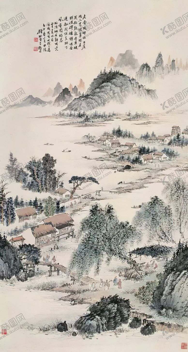 编号：90960512121729201318【酷图网】源文件下载-钱松岩山水陇畔稻香图
