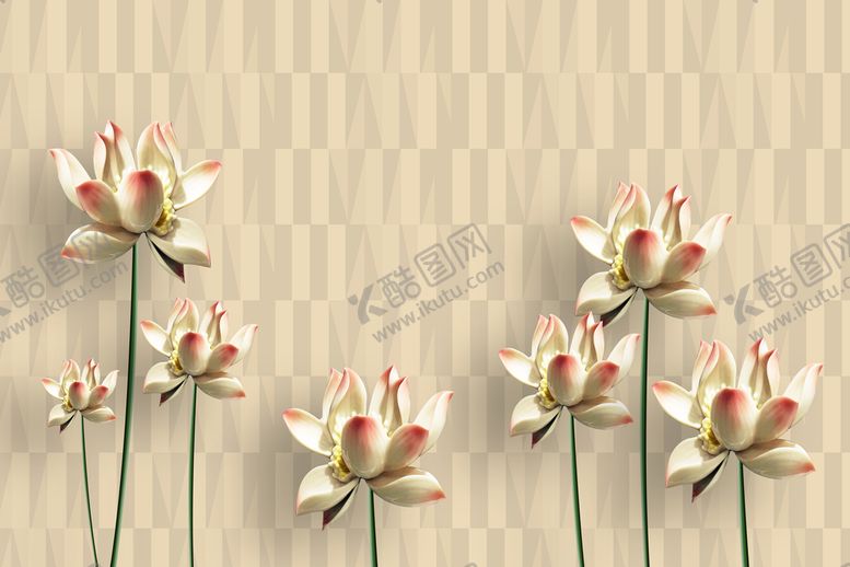 编号：93051209290642496407【酷图网】源文件下载-简约荷花背景墙