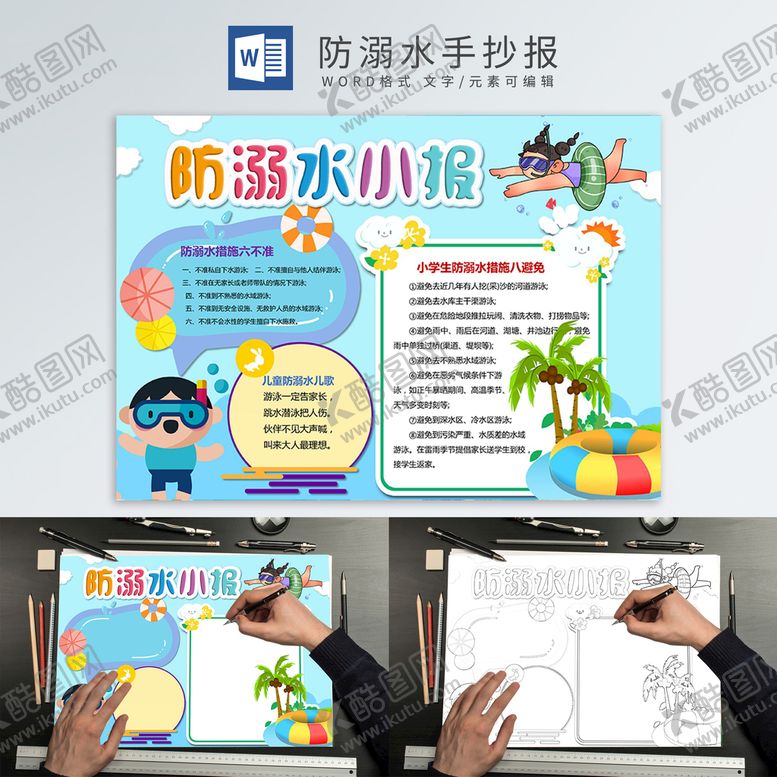编号：37063402042026092029【酷图网】源文件下载-防溺水手抄报