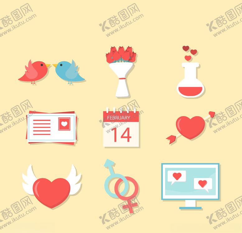 编号：94558809220619502946【酷图网】源文件下载-浪漫情人节元素