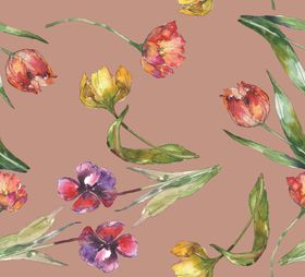 手绘水彩玫瑰花簇