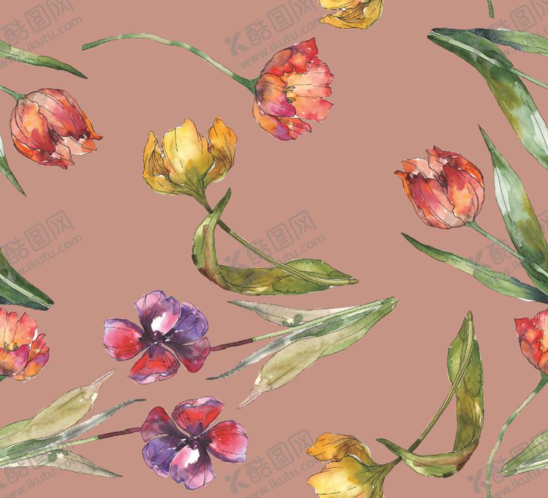 编号：66673310281705287238【酷图网】源文件下载-手绘水彩玫瑰花簇