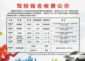 驾校报名收费公示