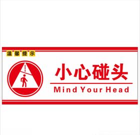 小心碰头门牌标识牌