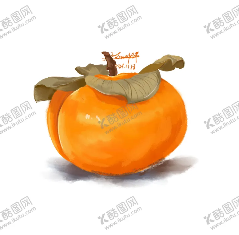 编号：43758009190625531694【酷图网】源文件下载-柿子 插画手绘 写实