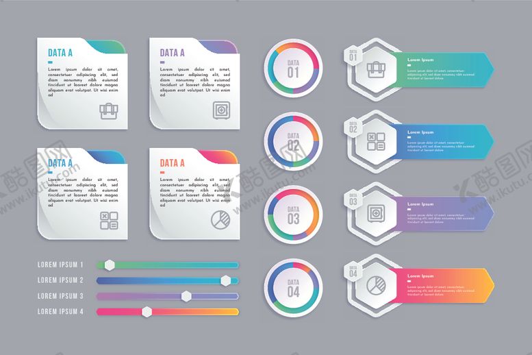 编号：14072704131652553900【酷图网】源文件下载-多彩文件与图表UI元素集