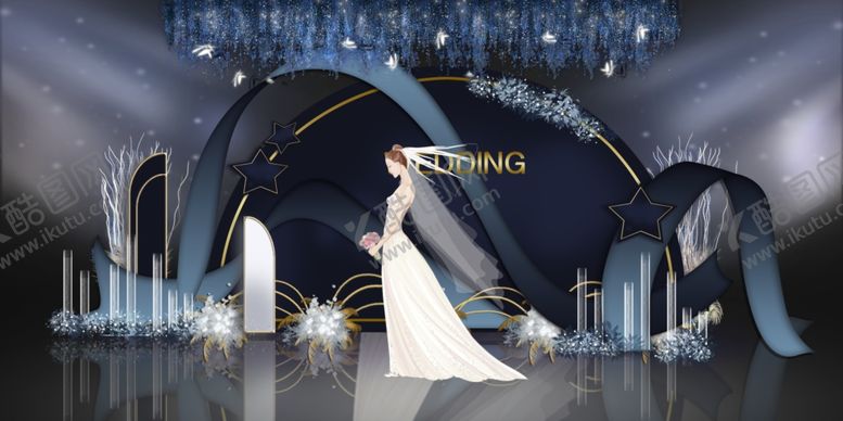 编号：70772510061650249204【酷图网】源文件下载-蓝色婚礼蓝金色婚礼深蓝色婚