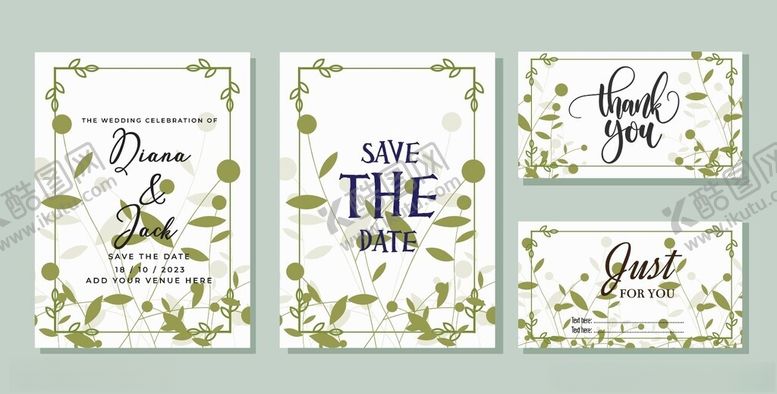 编号：45050609211951527049【酷图网】源文件下载-清新绿植婚礼请柬设计