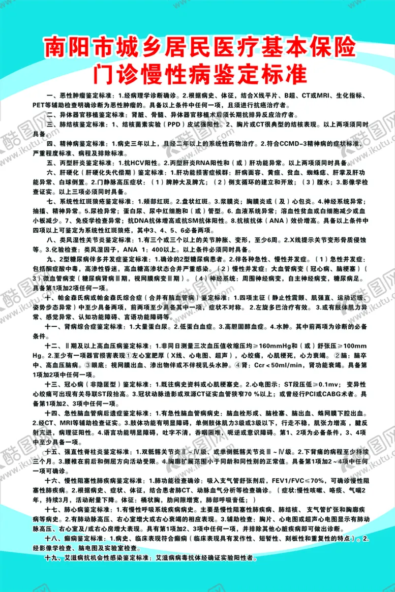 编号：72094109281706518327【酷图网】源文件下载-慢性病鉴定标准