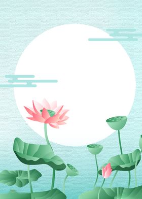 中国风荷花古典古风中式海报背景