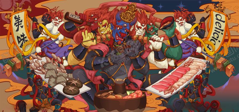 编号：14458609281539103284【酷图网】源文件下载-中华美食插画