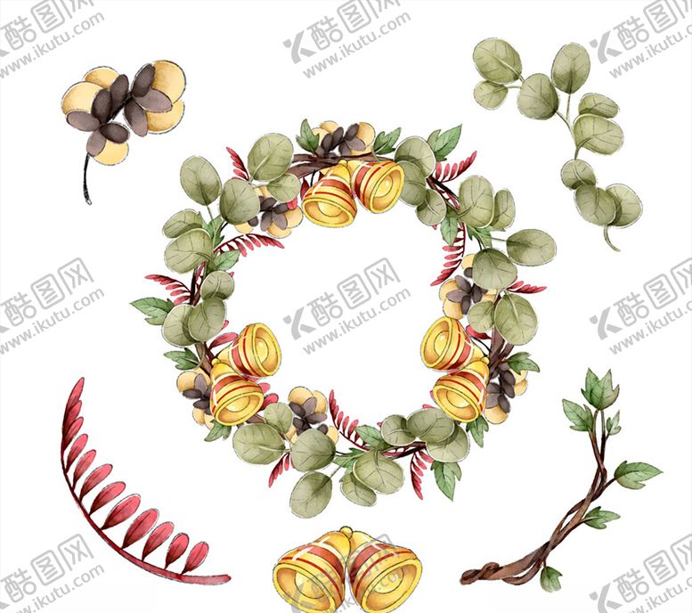 编号：93341710021735559763【酷图网】源文件下载-创意节日树叶和花环