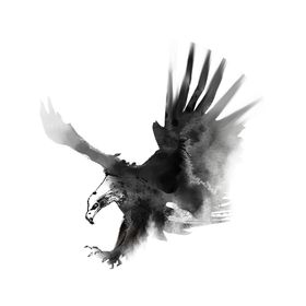 雄鹰老鹰水墨合成海报素材