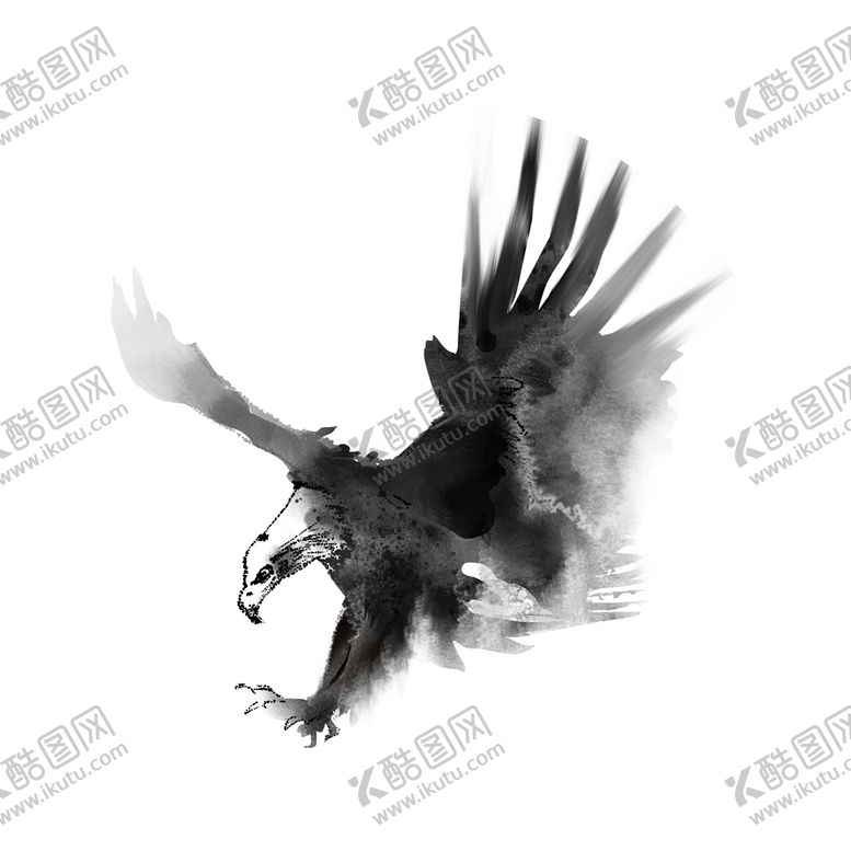 编号：41719910281901454150【酷图网】源文件下载-雄鹰老鹰水墨合成海报素材