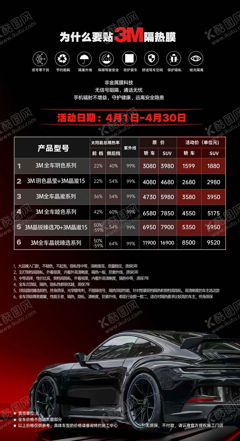 编号：63385204182233139097【酷图网】源文件下载-黑红汽车美容汽车贴膜海报