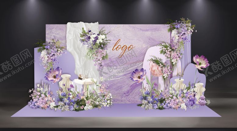 编号：25498809130413583621【酷图网】源文件下载-紫色浪漫油画开业活动背景美陈