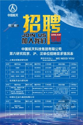 招聘海报企业蓝色航天