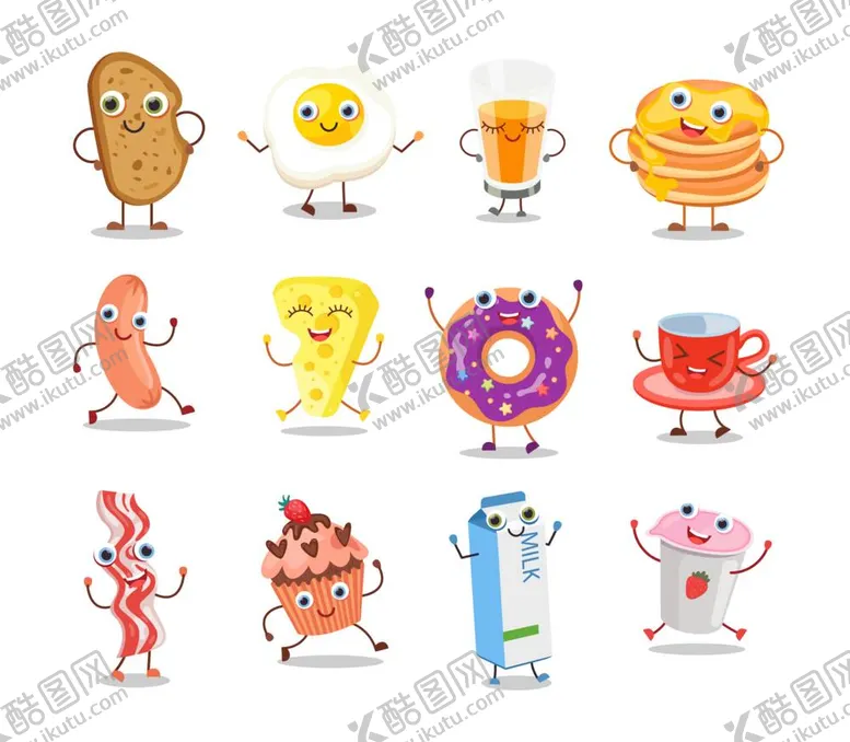 编号：62584309220125054293【酷图网】源文件下载-可爱卡通美食插画