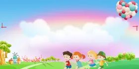卡通背景儿童节素材海报设计图