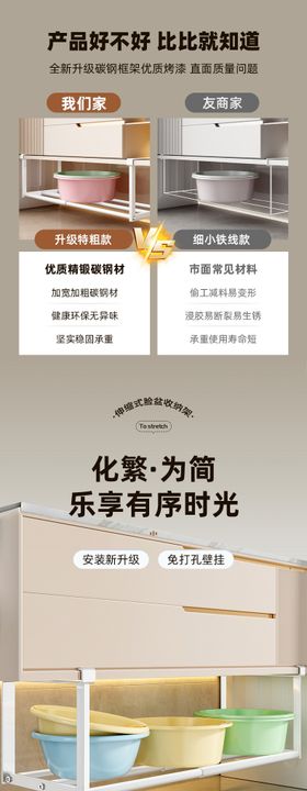 可伸缩脸盆收纳架