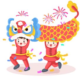 舞狮子插画