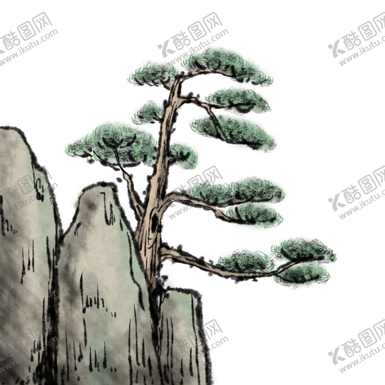 编号：21649210112248084377【酷图网】源文件下载-水墨松树