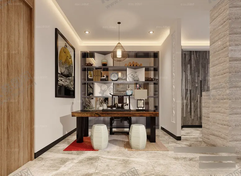 编号：20743909121411401018【酷图网】源文件下载-新中式书房