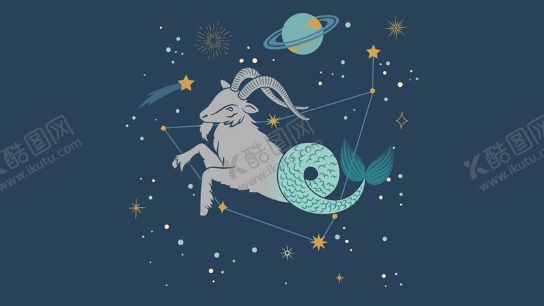 编号：93884706240137006917【酷图网】源文件下载-12星座摩羯座插画