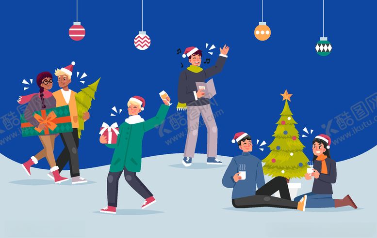 编号：27647409281716033777【酷图网】源文件下载-圣诞节家人场景插画