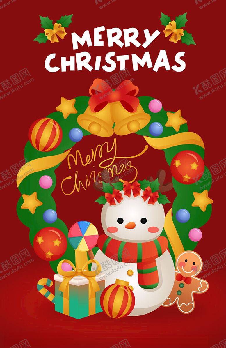 编号：50466504071737034488【酷图网】源文件下载-圣诞雪人礼物装饰图