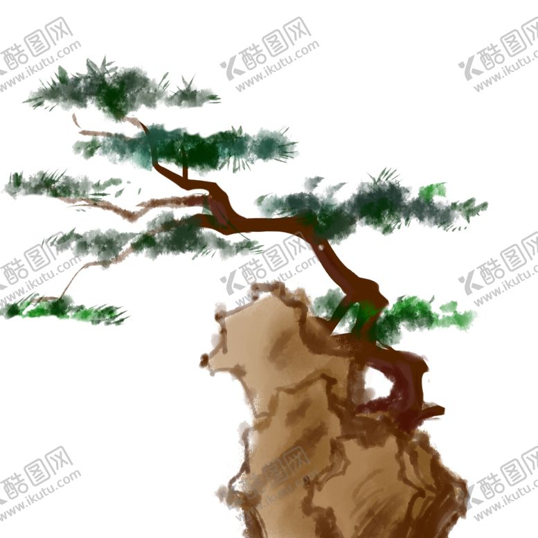 编号：13462609292031279978【酷图网】源文件下载-水墨中国风迎客松