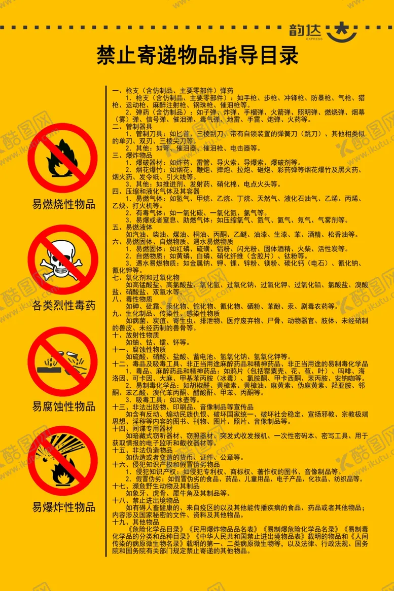 编号：65805404271602539723【酷图网】源文件下载-禁止寄递物品指导目录