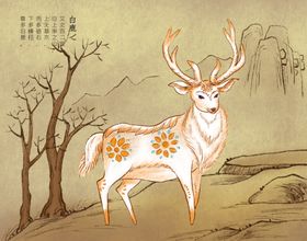 山海经梅花鹿插画卡通海报素材