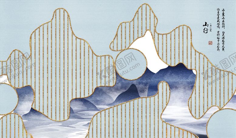编号：89626605190652365472【酷图网】源文件下载-水墨山水背景墙