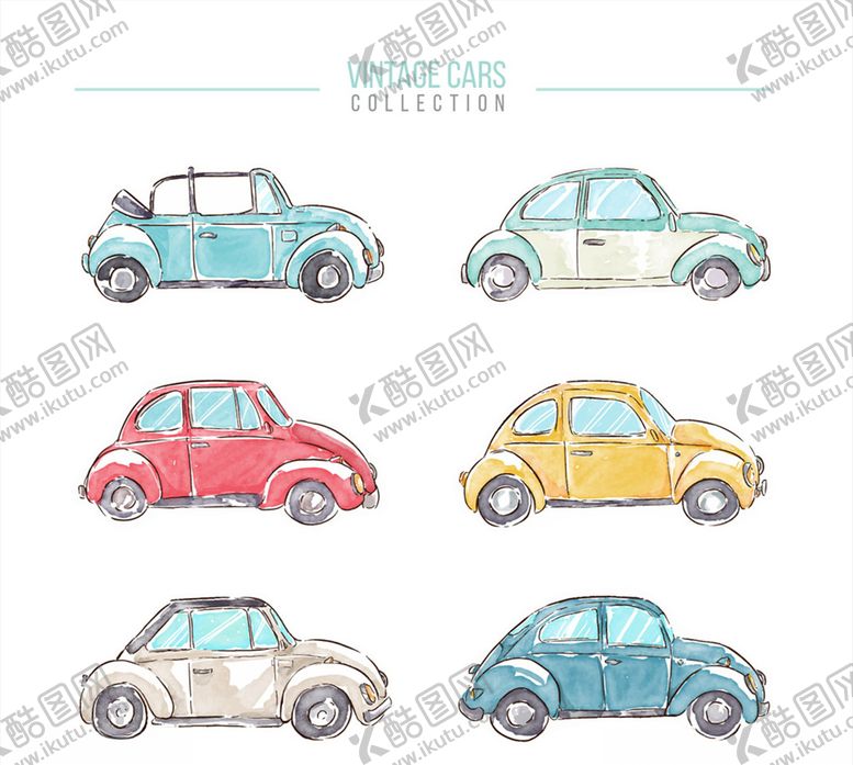 编号：82209510040557424973【酷图网】源文件下载-彩色老式轿车矢量素材