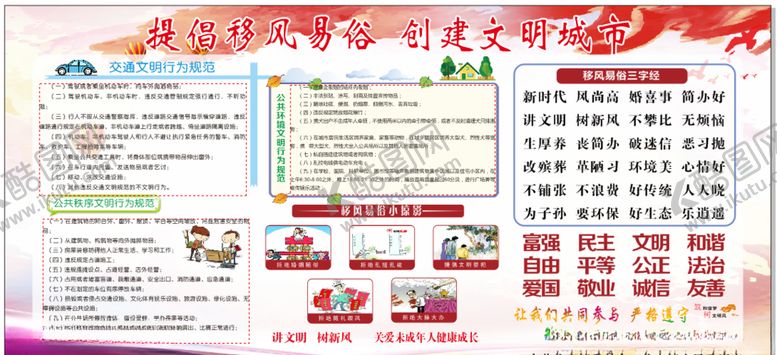 编号：43308710282016107236【酷图网】源文件下载-提倡移风易俗创建文明城市