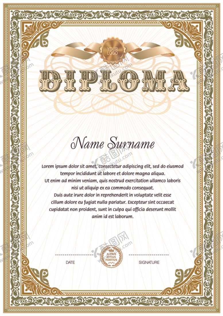 编号：65662709122237072255【酷图网】源文件下载-证书模板