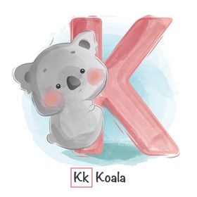 水彩动物和字母