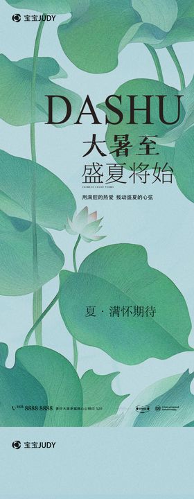大暑节气海报荷花二十四插画