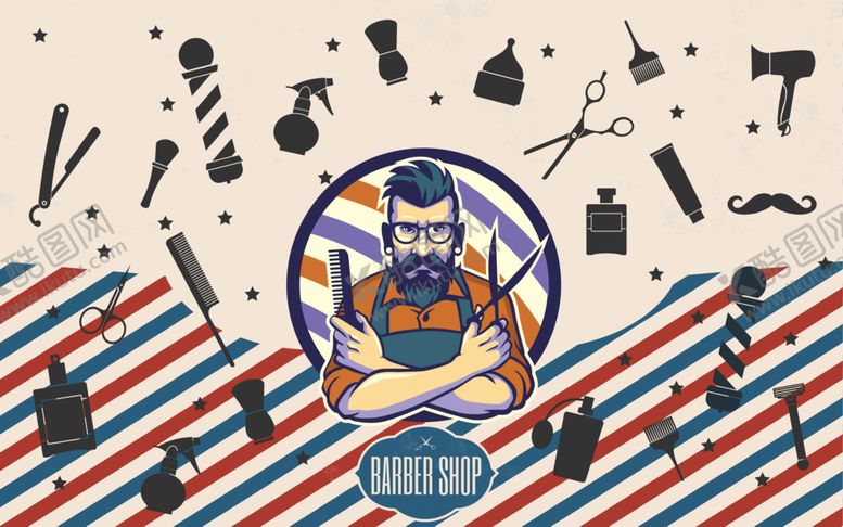 编号：53313709250351479909【酷图网】源文件下载-理发店背景墙图片