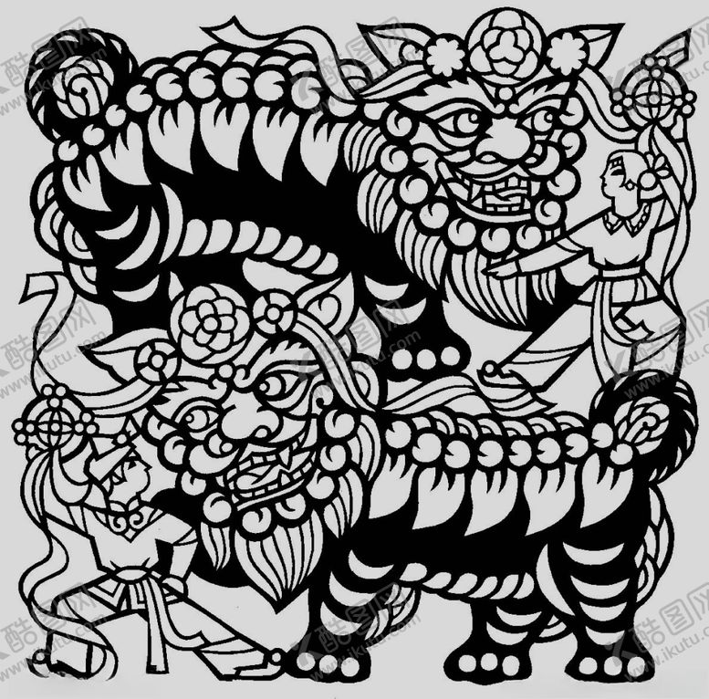 编号：84798906251144366297【酷图网】源文件下载-舞狮剪纸