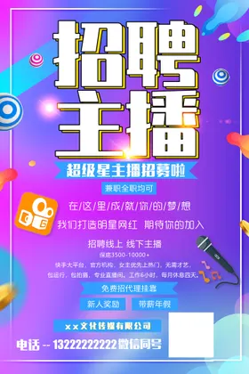 招聘海报酒吧模板主播高薪