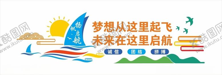 编号：99481402160705369393【酷图网】源文件下载-扬帆启航文化墙
