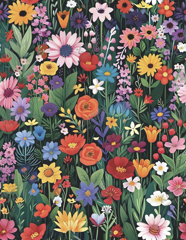 编号：57792604050825225622【酷图网】源文件下载-缤纷多彩的花卉图案世界