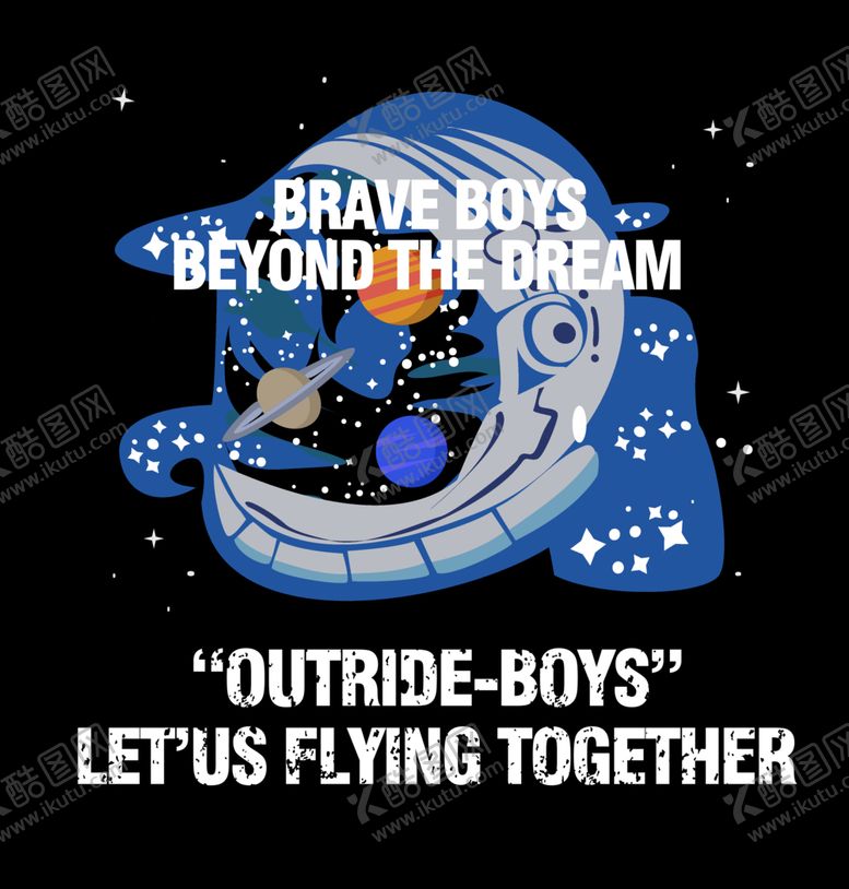 编号：83919310231804529304【酷图网】源文件下载-鲸吞宇宙星辰大鱼嘴时尚英文印花