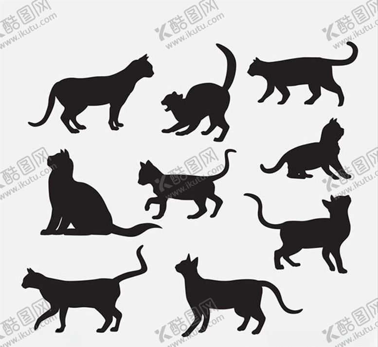 编号：13684409171835457674【酷图网】源文件下载-宠物猫剪影矢量素材