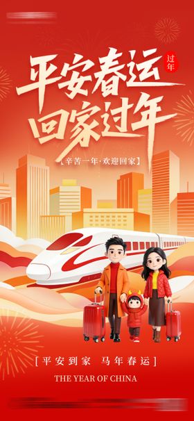 新年春运回家过年祝福海报