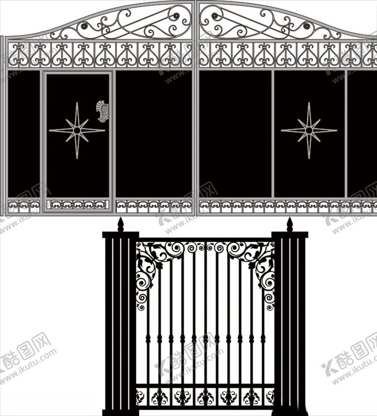 编号：91561909270239418483【酷图网】源文件下载-铁艺大门大全花纹式铁门铁门